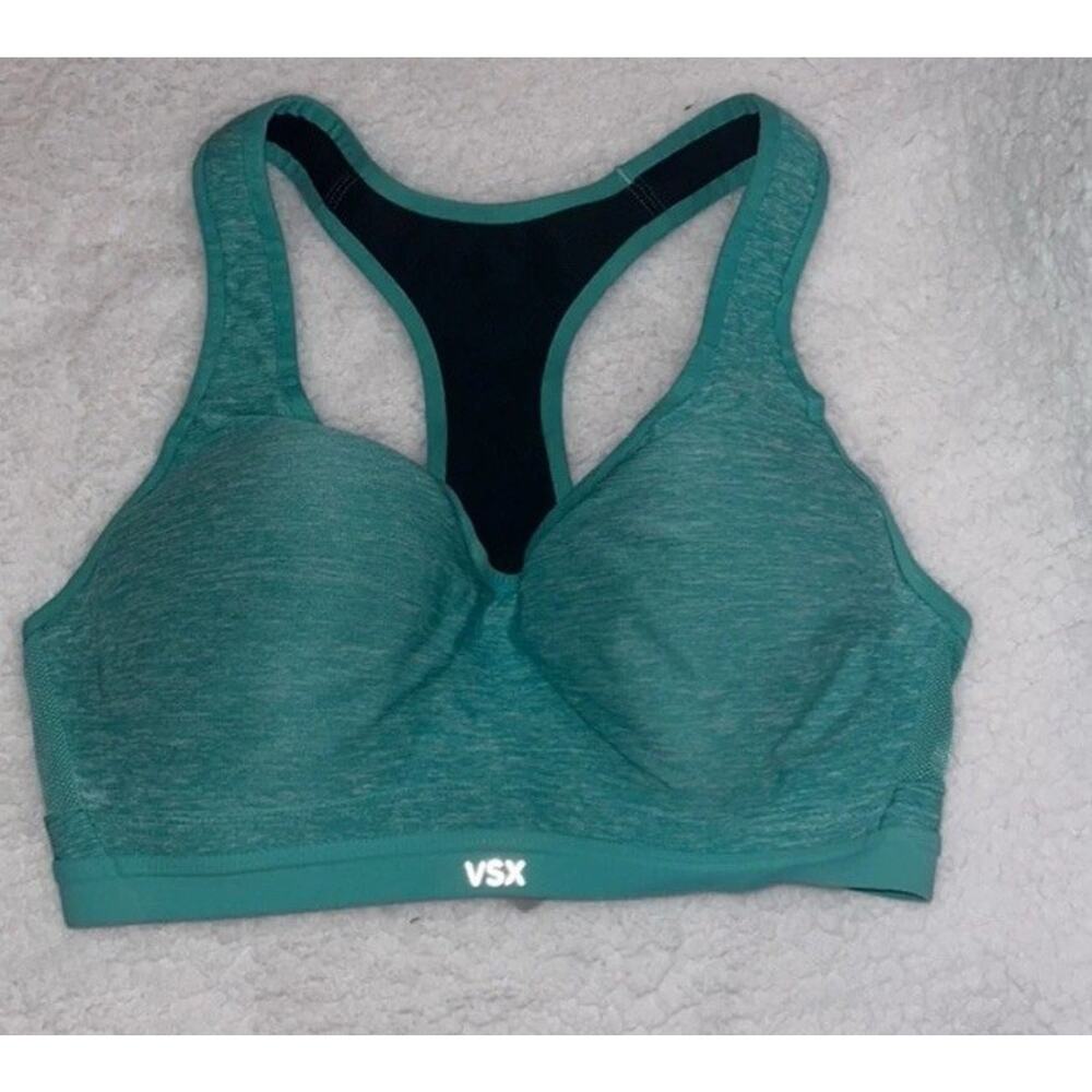 Victoria's Secret Sports Bra VSX 34D Teal Underwire Racerback D18